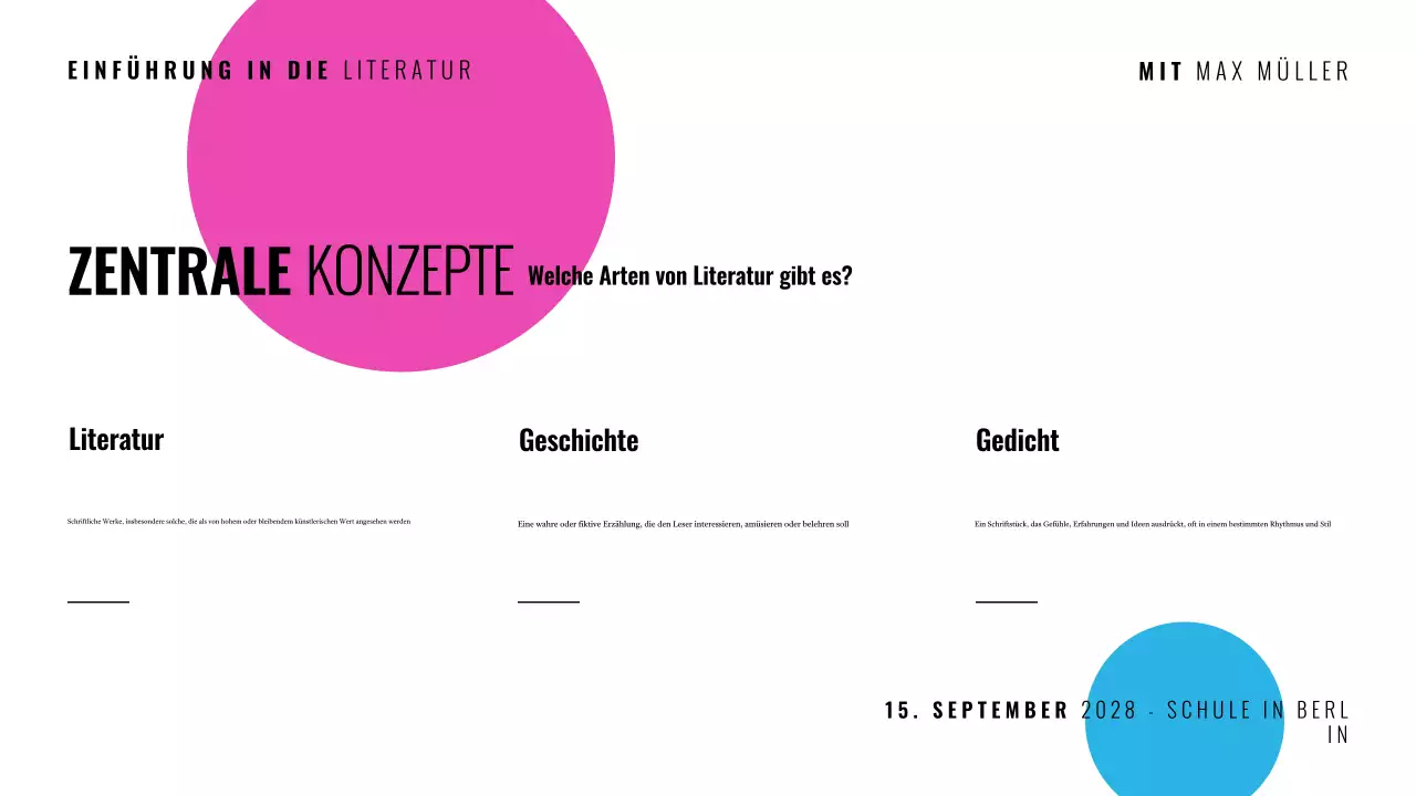 Multicolor-Kurs Präsentation moderner Literatur