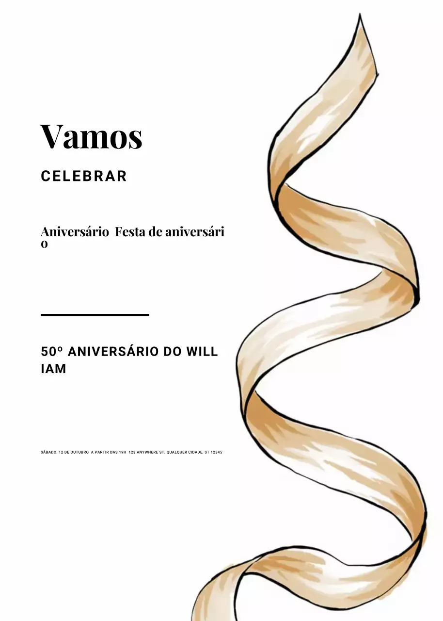 convite de aniversário dourado e elegante