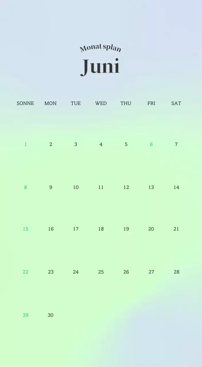 Minimalistischer Kalender mit Farbverlauf