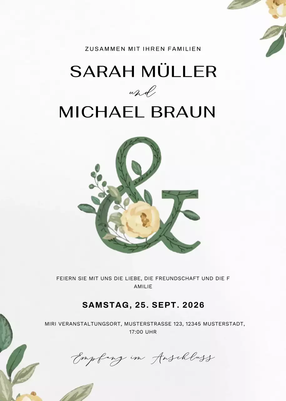 weiße elegante Hochzeitseinladung