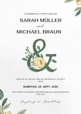 weiße elegante Hochzeitseinladung