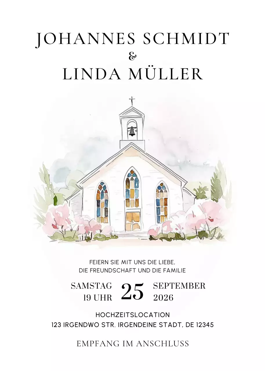 Weiß Elegante Hochzeitseinladung