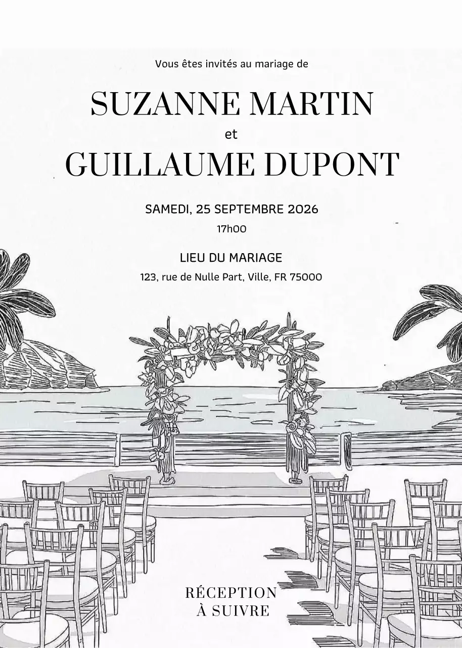 Invitation de mariage élégante et blanche