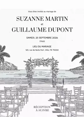 Invitation de mariage élégante et blanche