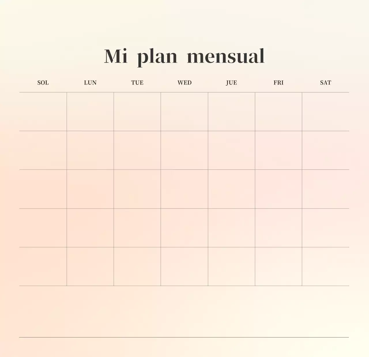 Calendario minimalista degradado