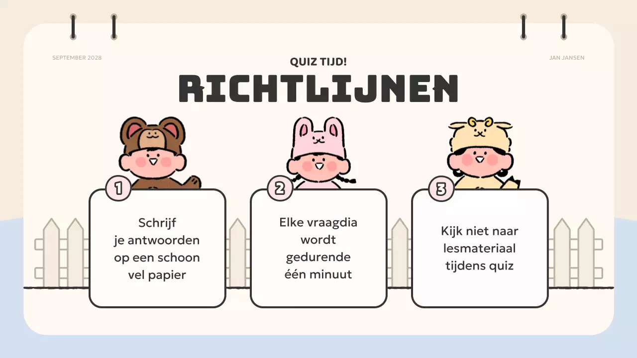 beige animatie quiz materiaal