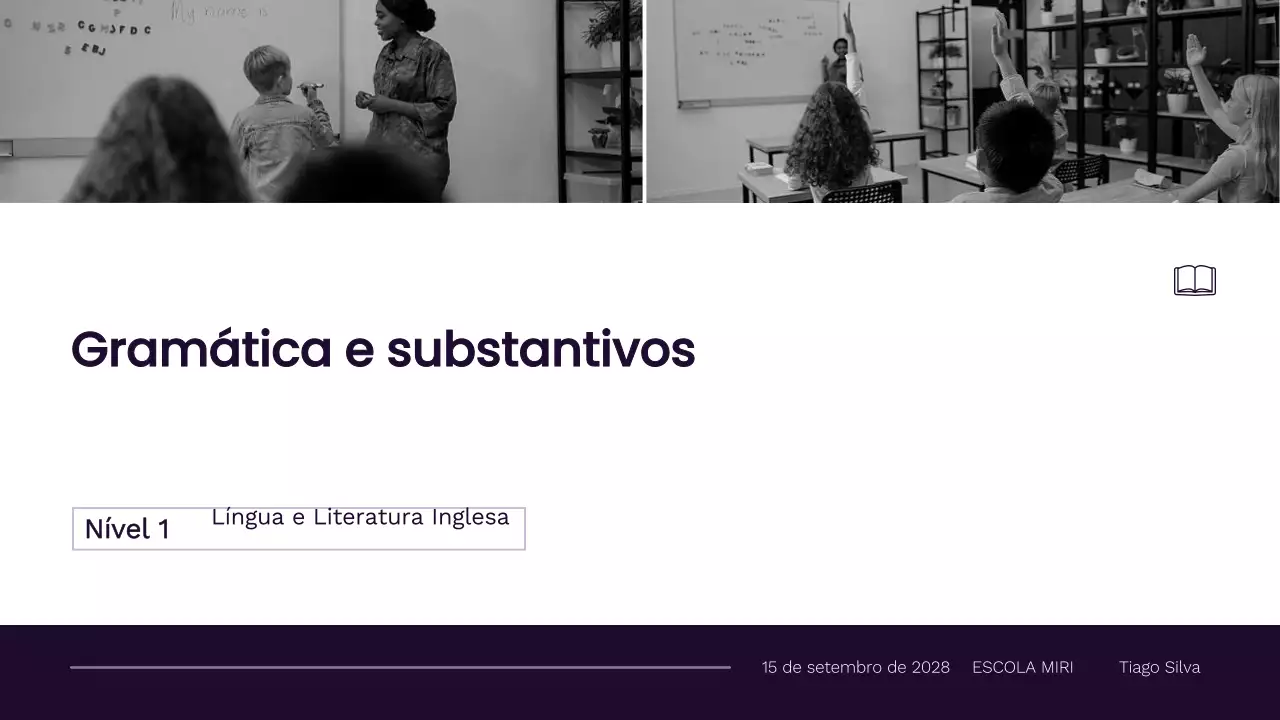 Material de aula de gramática profissional minimalista do 1º ano