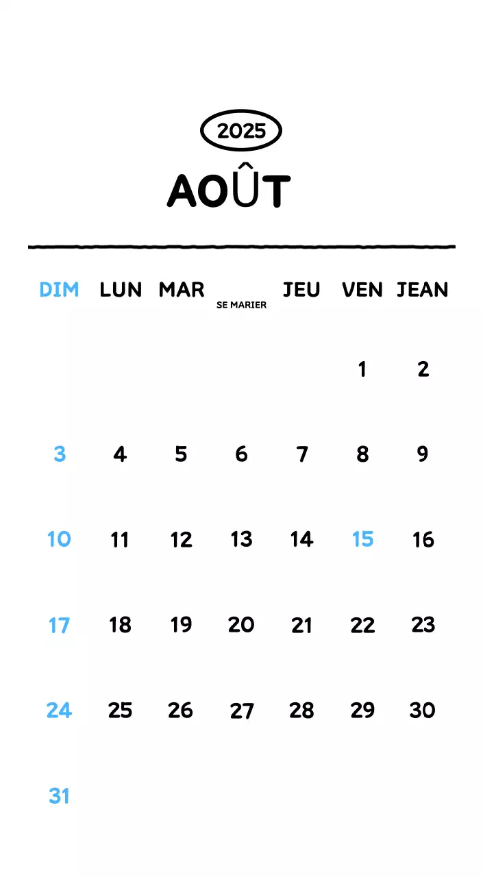 Calendrier illustré avec un joli style de lignes