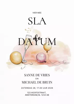 Witte elegante huwelijksuitnodiging