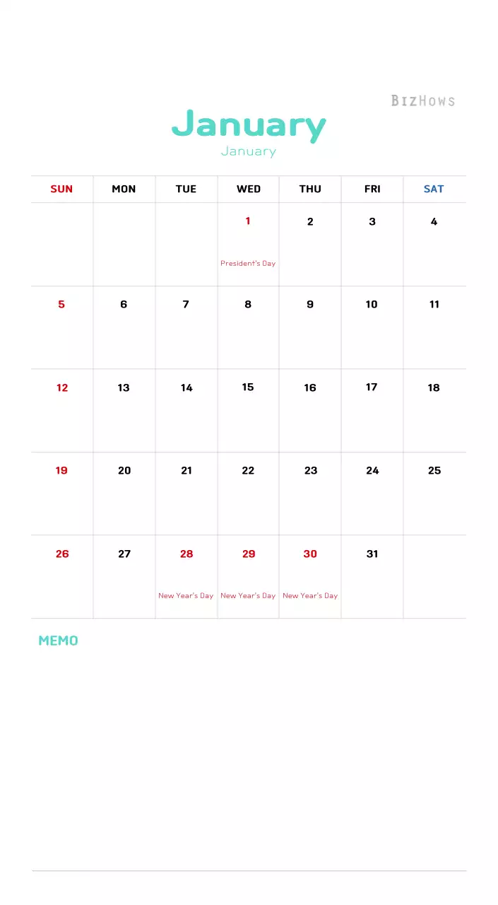 New Year's calendar with a warm, illustrated feel