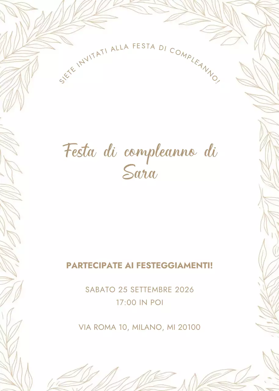 Invito di compleanno elegante beige