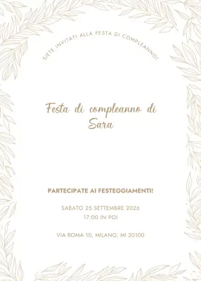 Invito di compleanno elegante beige