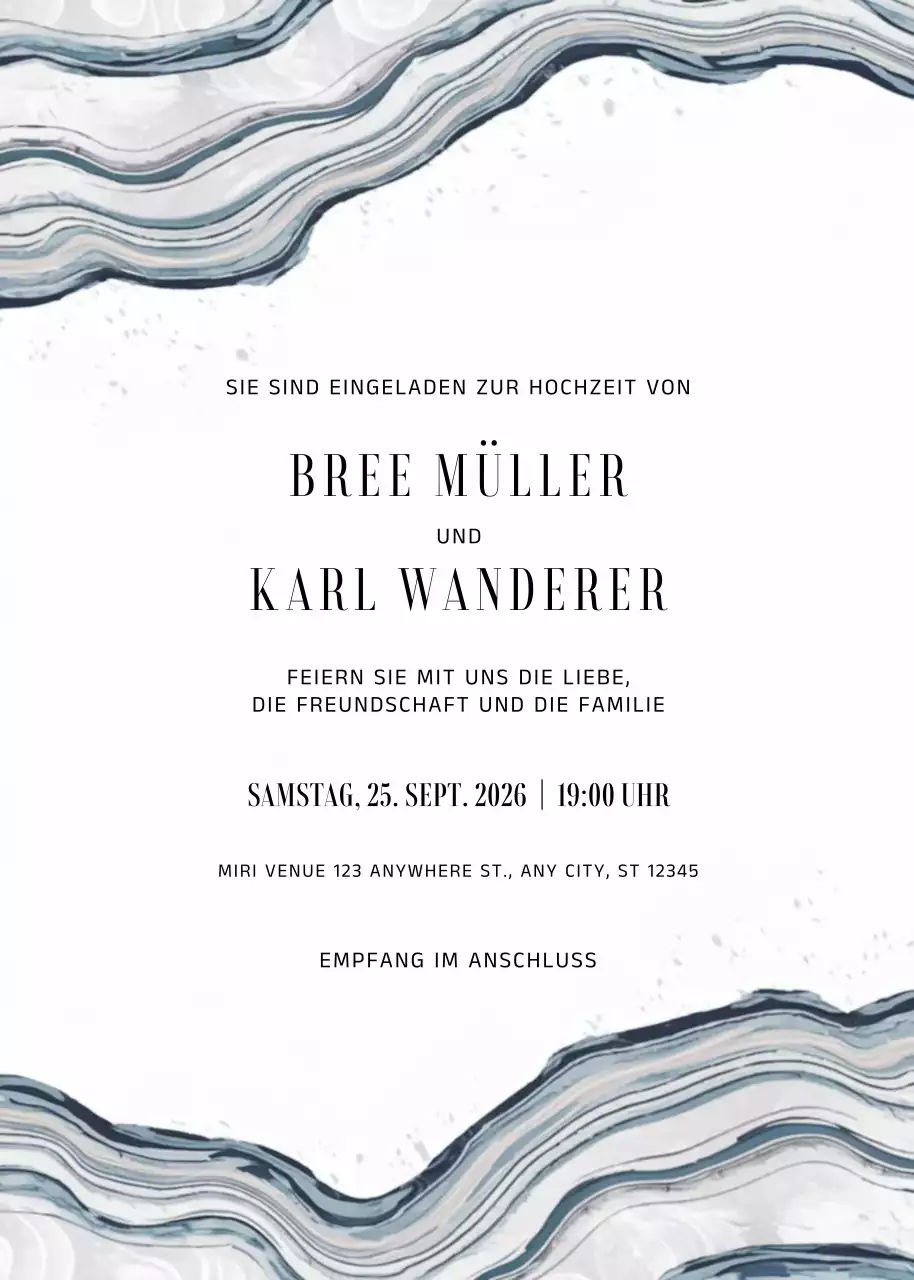 Grau Elegante Hochzeitseinladung