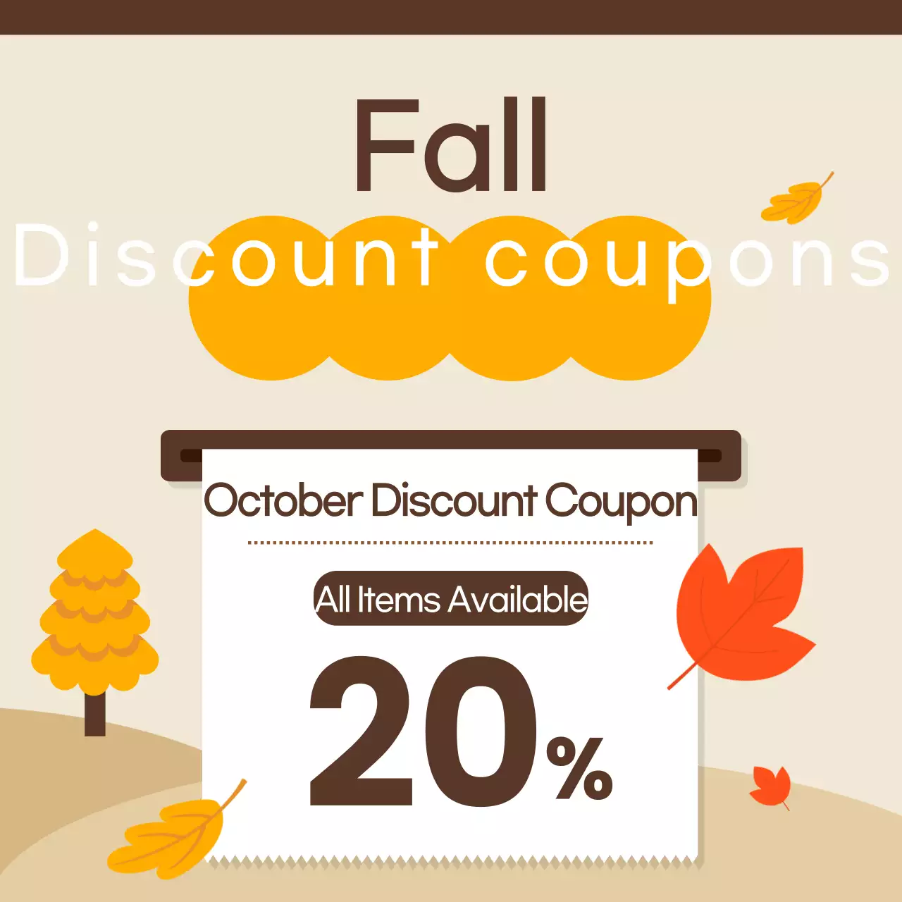 Orange Trendy Coupon Promotion Instagram Carousel