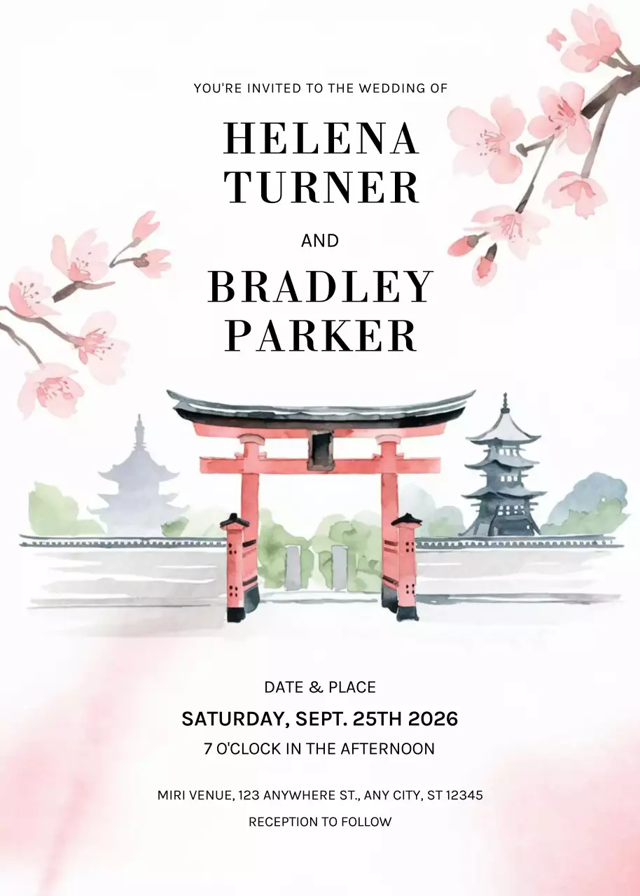 Pink Traditional Wedding Invitation