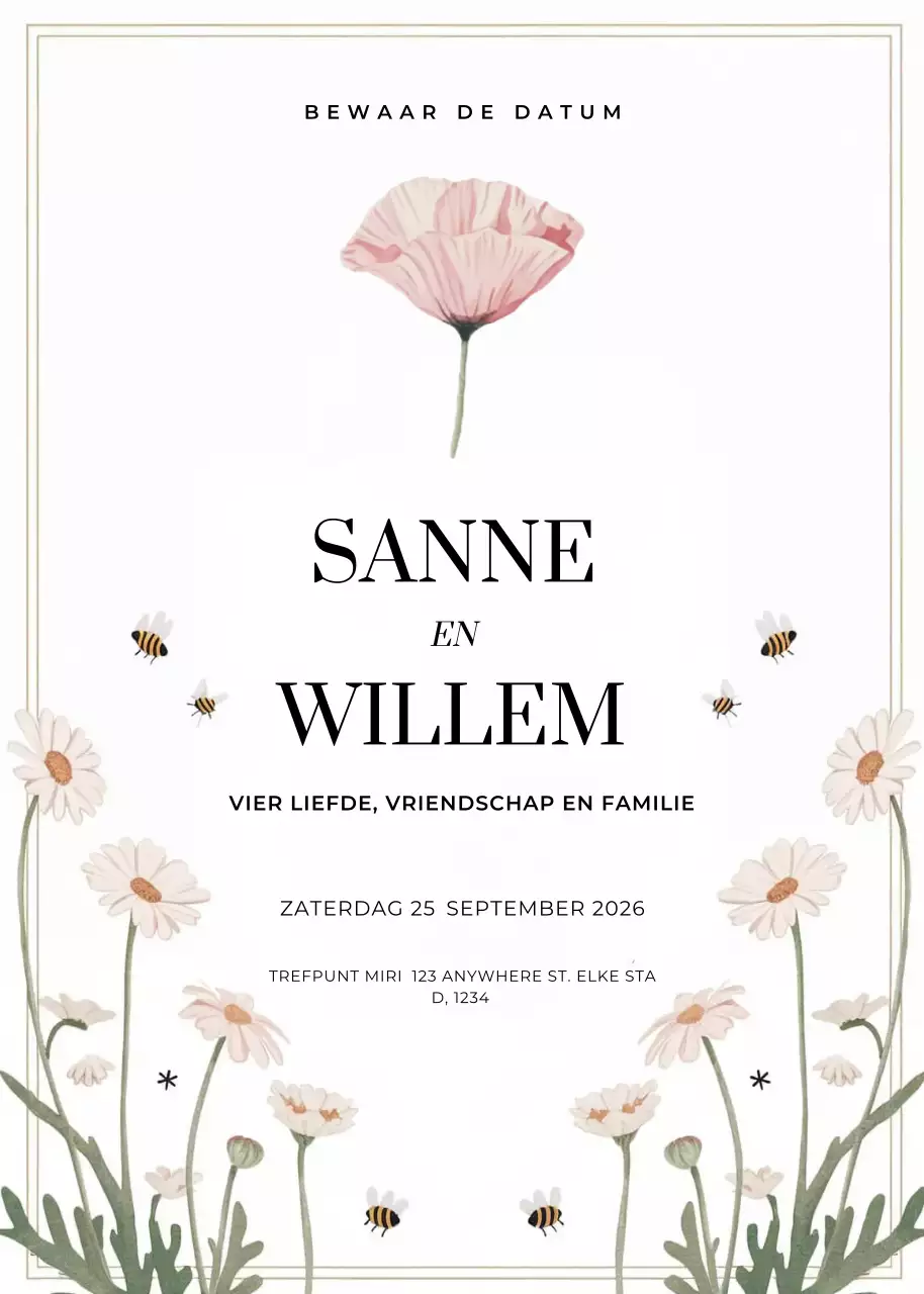 witte elegante huwelijksuitnodiging