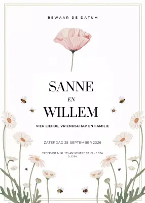 witte elegante huwelijksuitnodiging