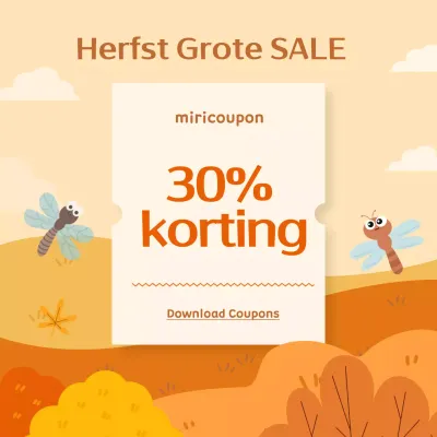 Reclame voor kortingsbonnen natuurlijke herfst in beige en bruin