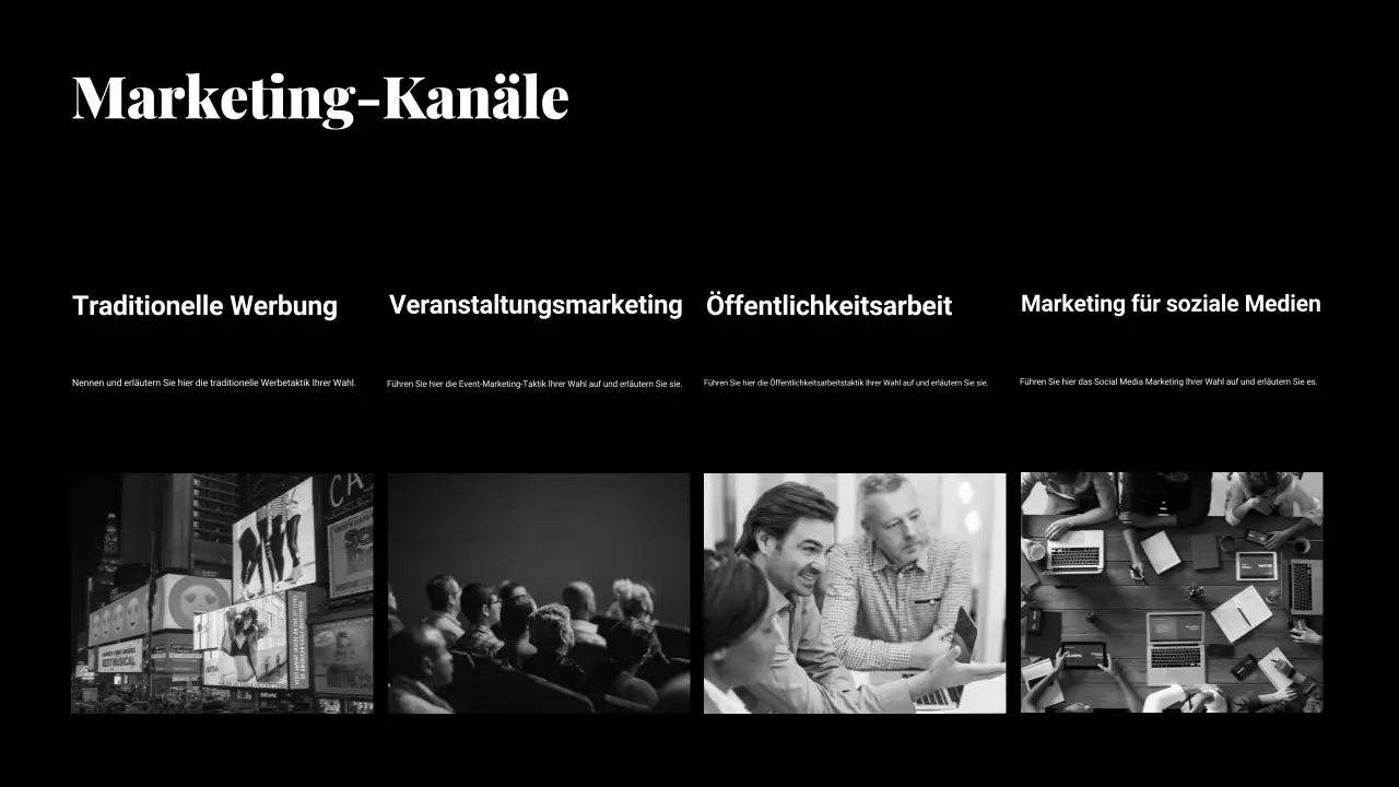 Schwarz und lila Farbverlauf Marketingplan Präsentation