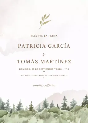 verde elegante invitación de boda