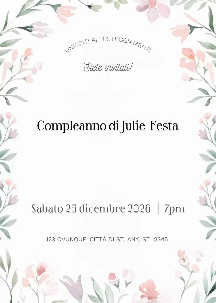 invito di compleanno floreale rosa