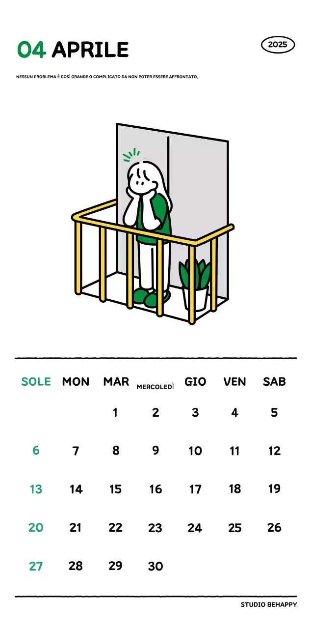 Calendario illustrato con un grazioso stile di linee