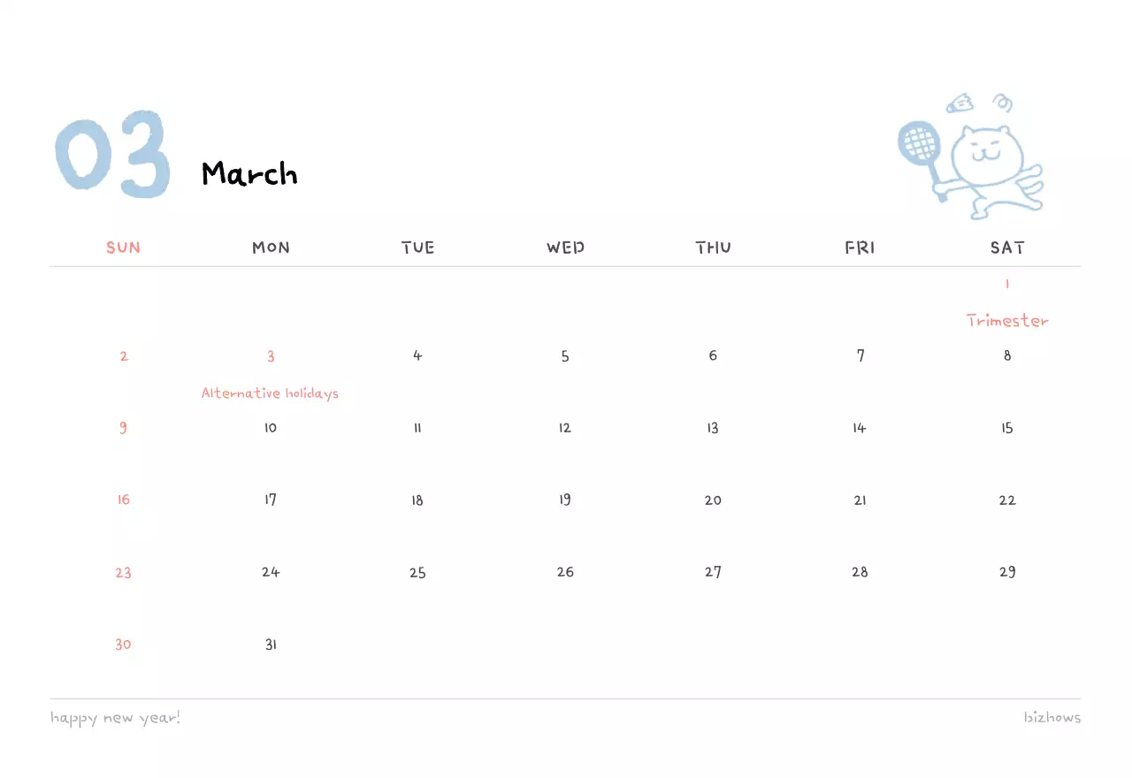 Ivory Cozy Daily Calendar