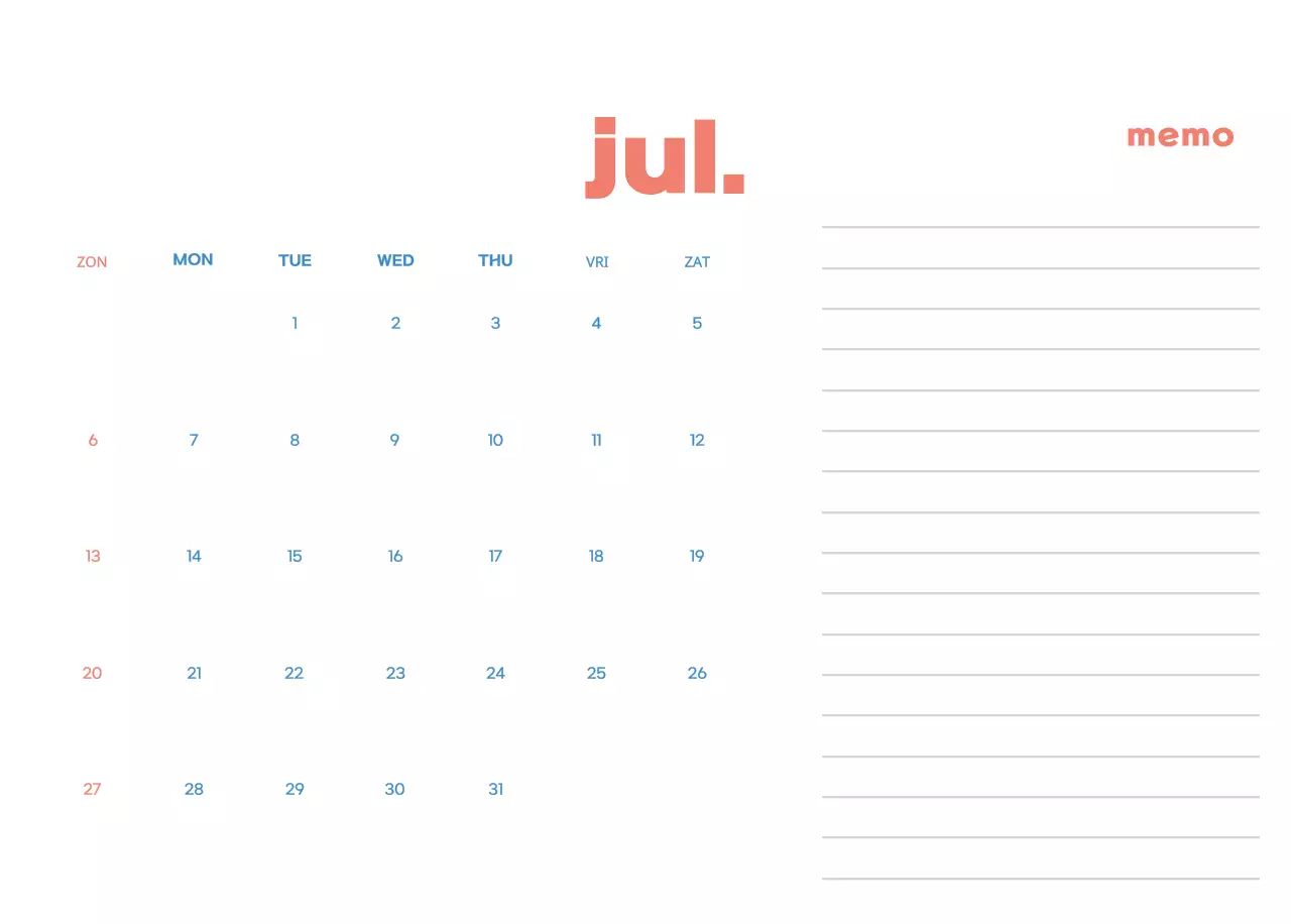 Zakelijke kalender met leuke illustraties