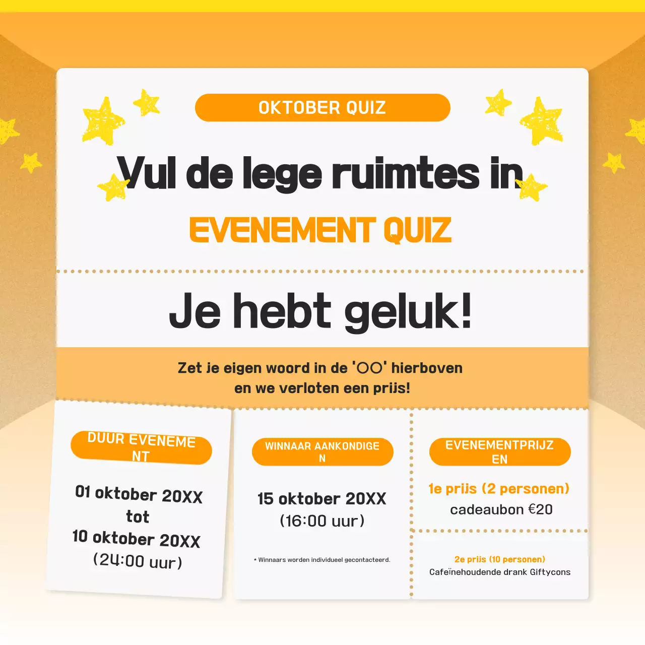 Oranje Quiz Evenement Promotie