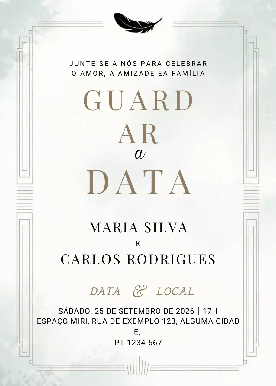 convite de casamento elegante bege
