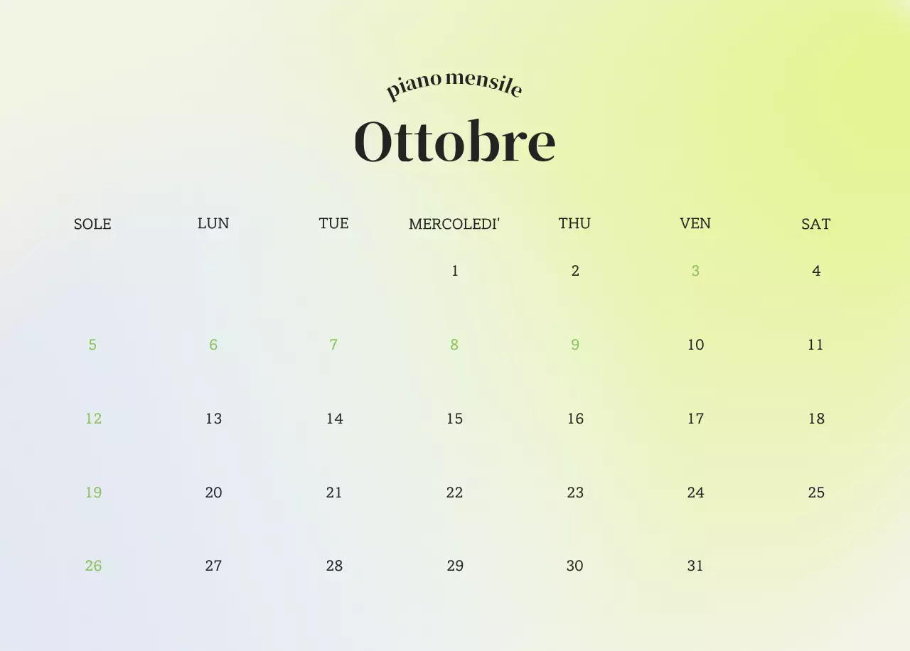 Calendario minimalista a gradi