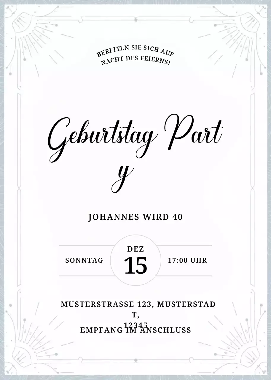 Weiß Elegante Geburtstagseinladung