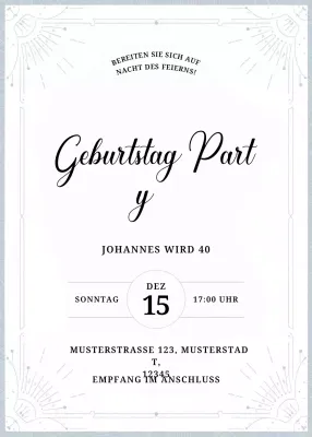 Weiß Elegante Geburtstagseinladung