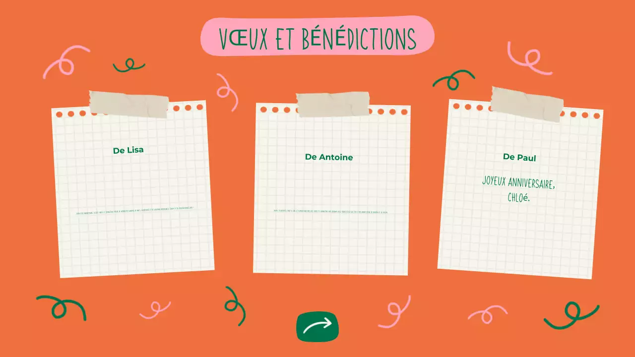 Présentation d'un joyeux anniversaire vert et ludique