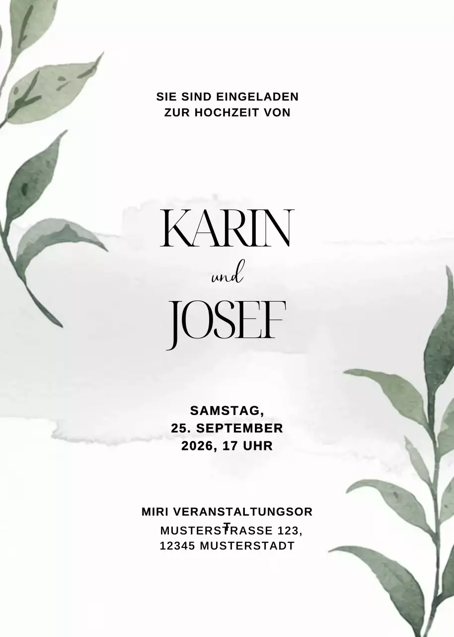 Weiße botanische Hochzeitseinladung