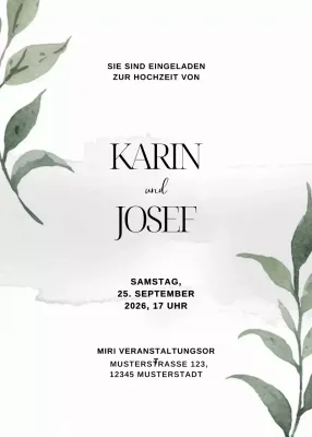 Weiße botanische Hochzeitseinladung