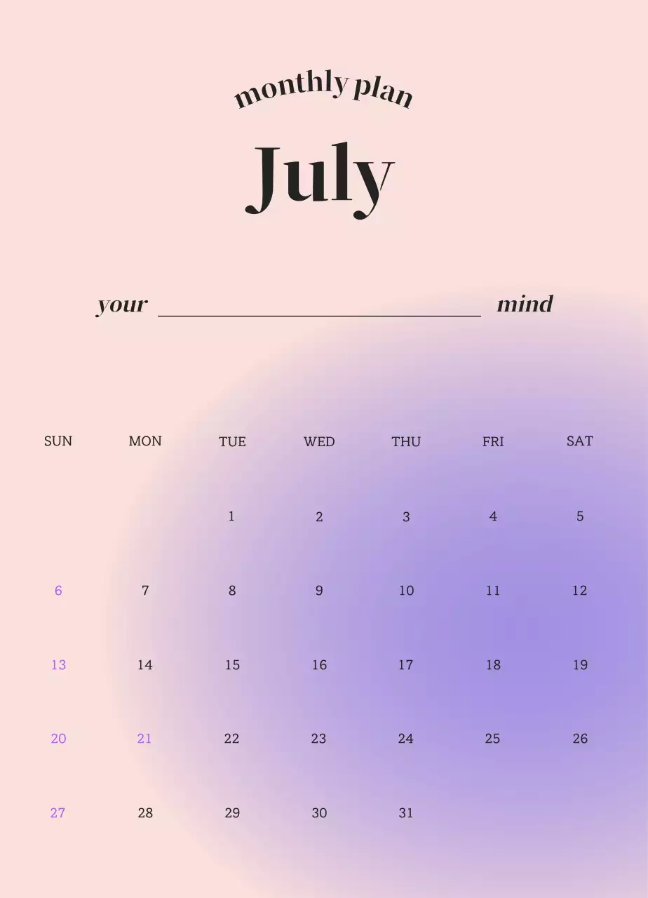 グラデーションミニマリスト感性カレンダー