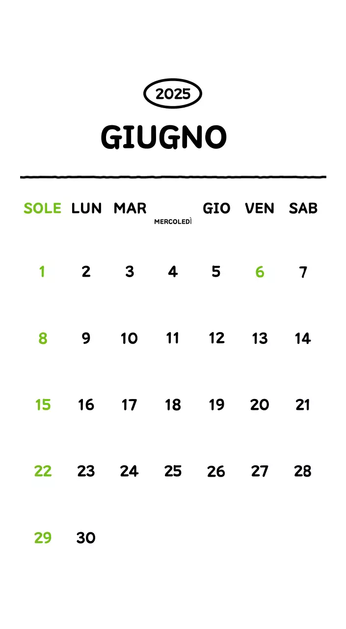Calendario illustrato con un grazioso stile di linee