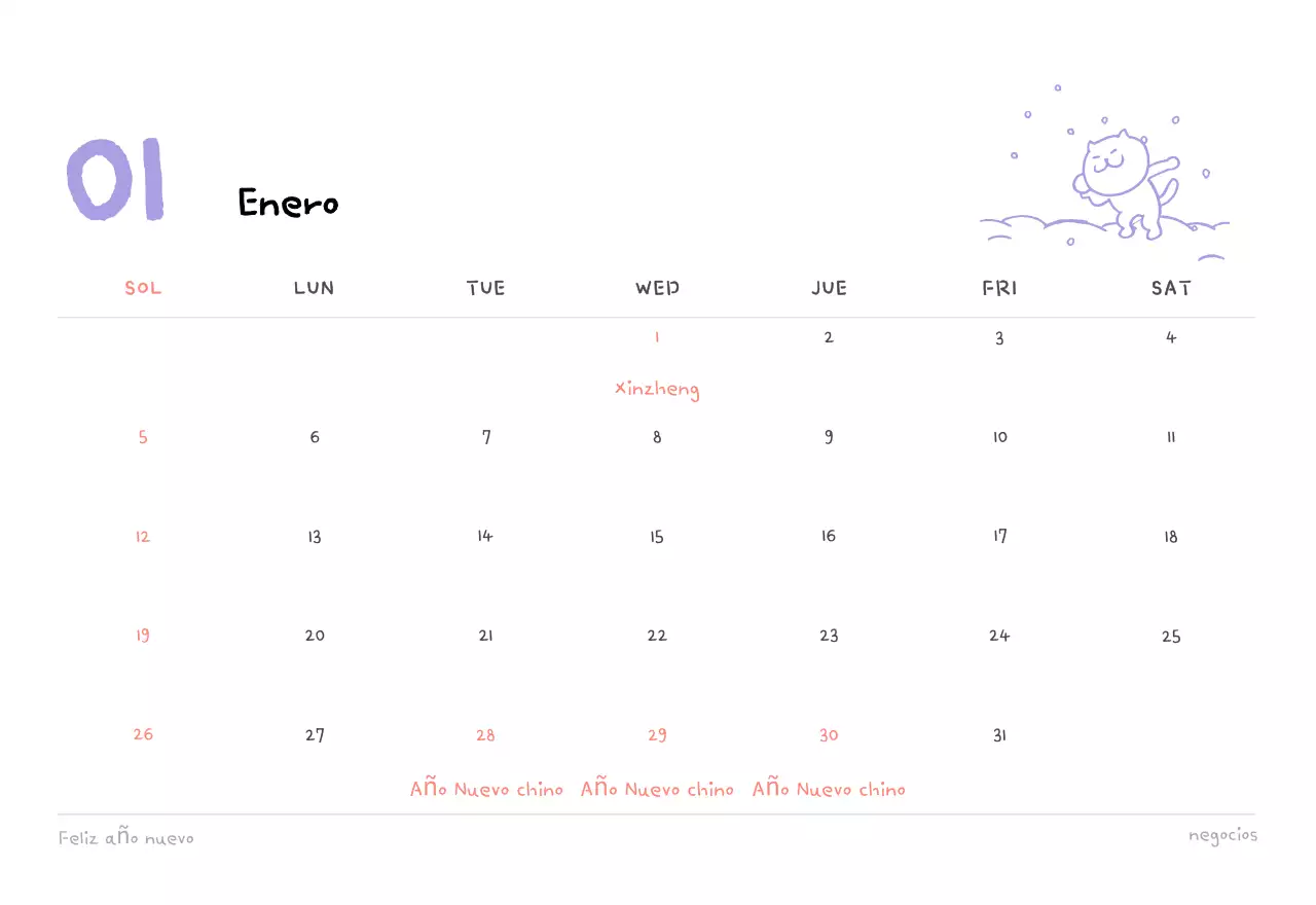 Calendario diario en marfil