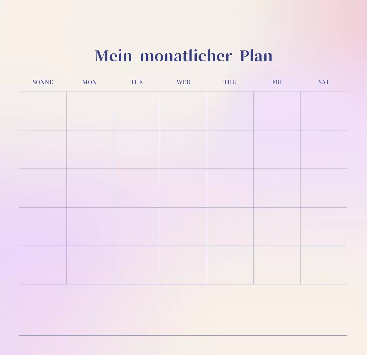 Minimalistischer Kalender mit Farbverlauf