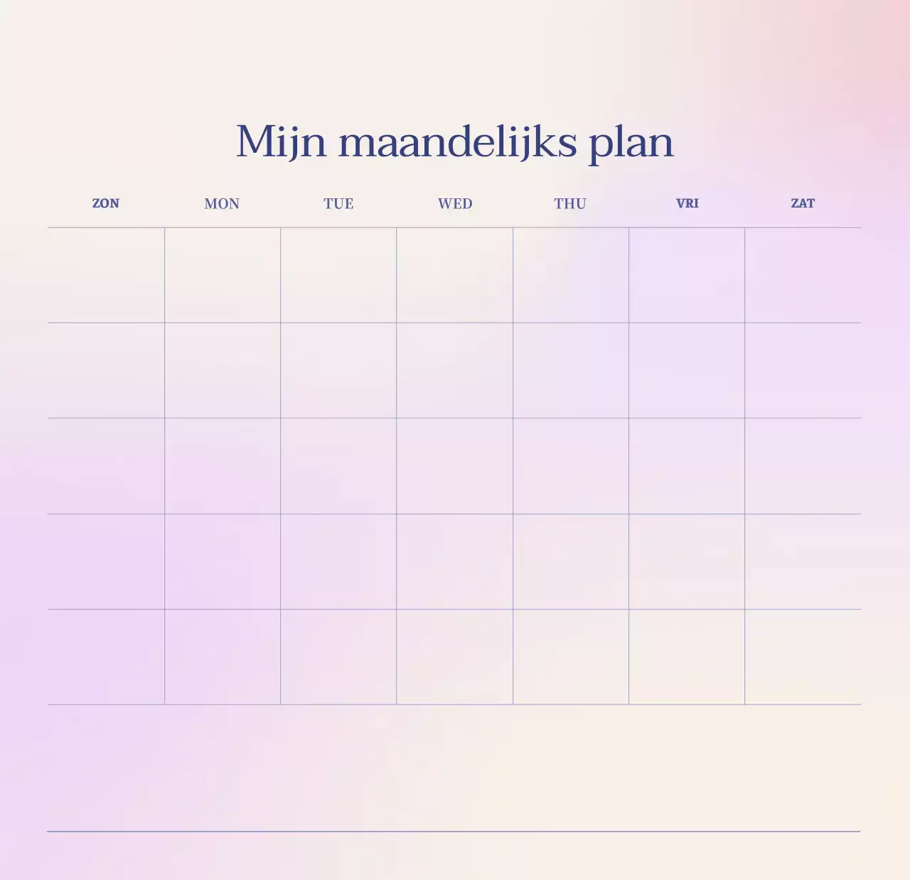 Minimalistische kalender met kleurverloop