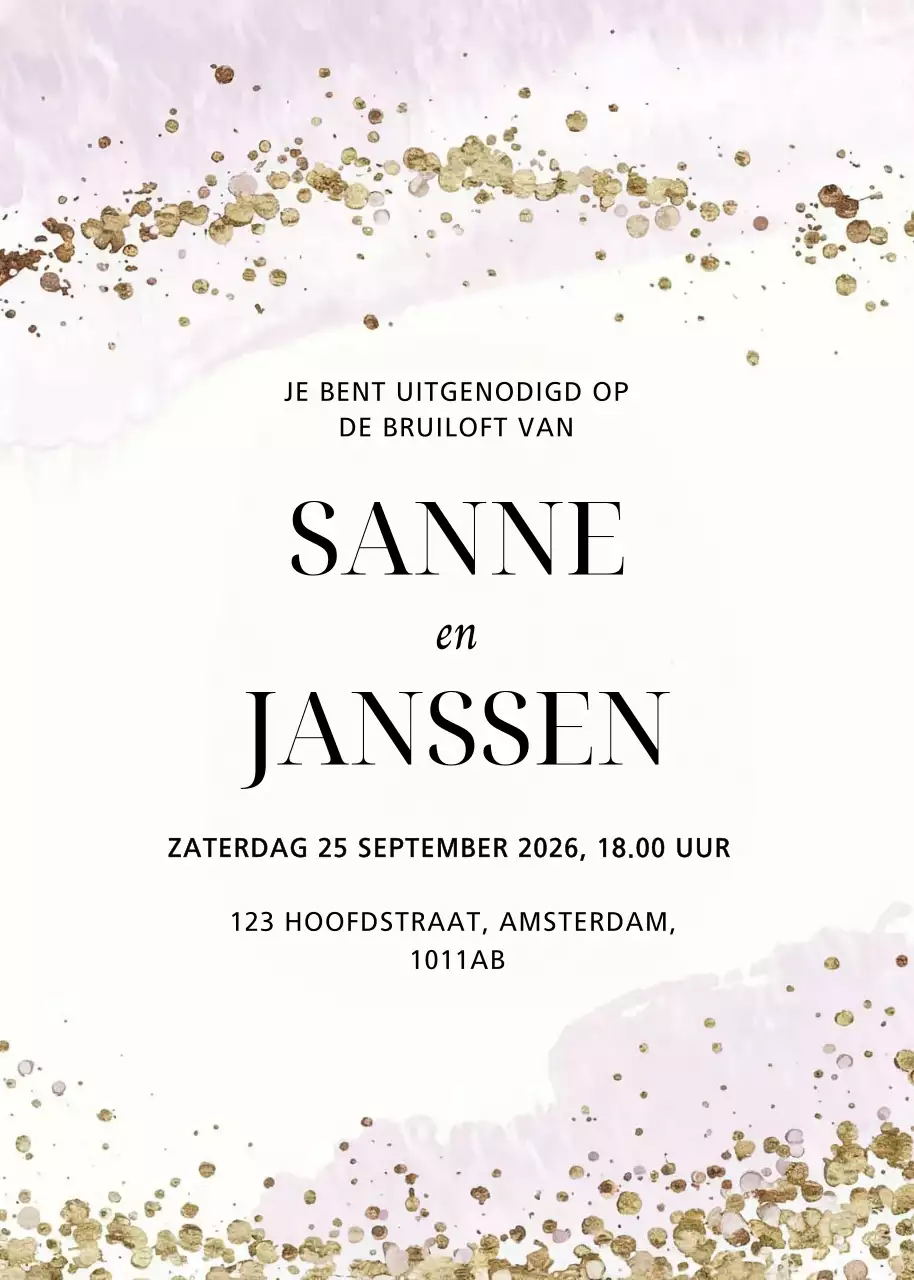 Witte elegante huwelijksuitnodiging