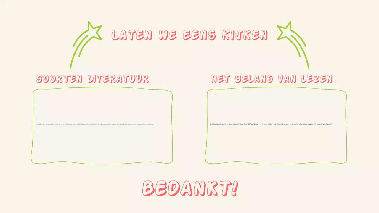 Eenvoudige en kleurrijke literatuurpresentatie voor kinderen