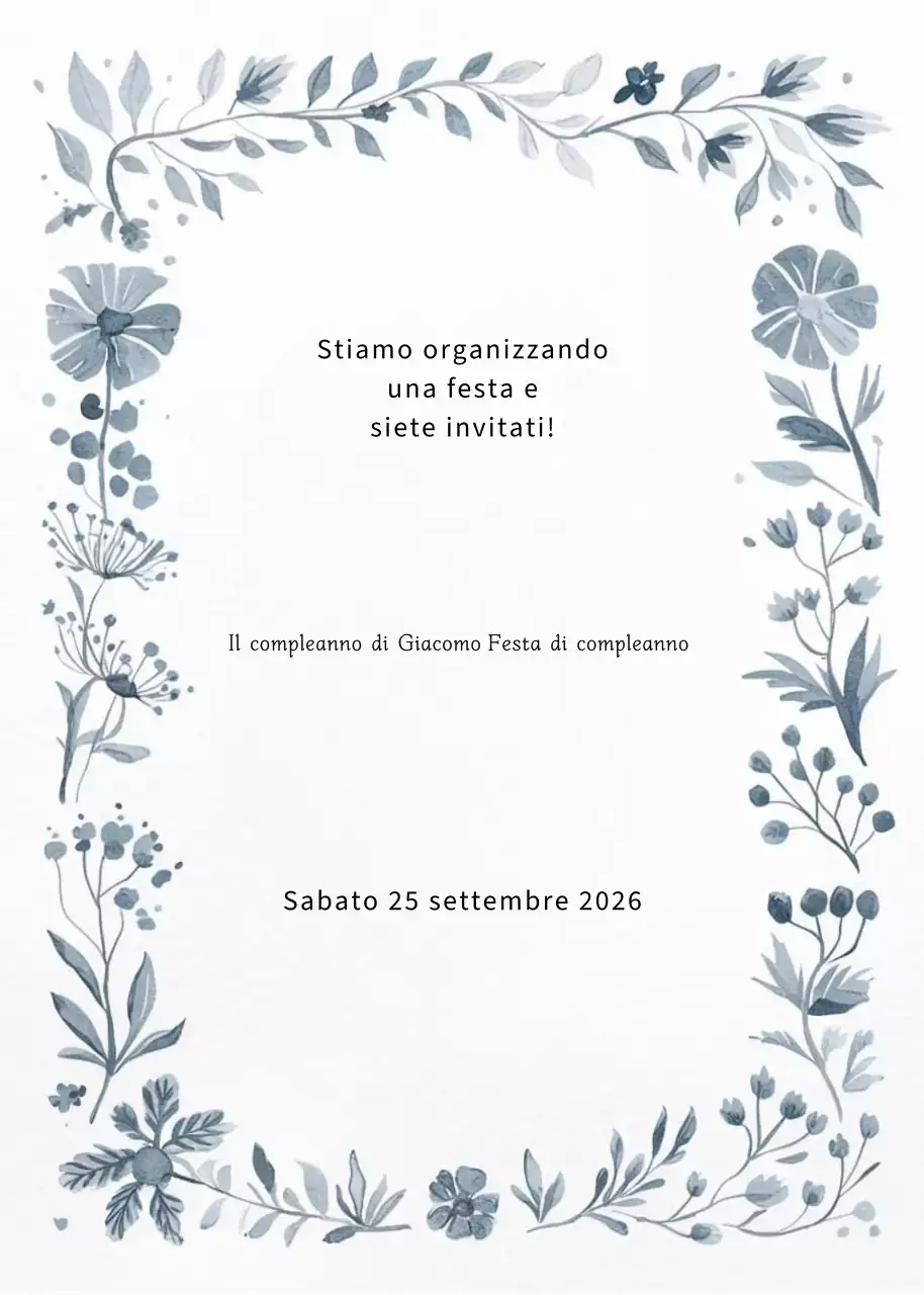 Invito di compleanno floreale grigio