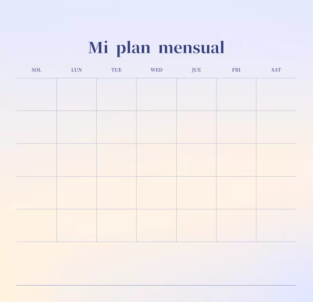 Calendario minimalista degradado