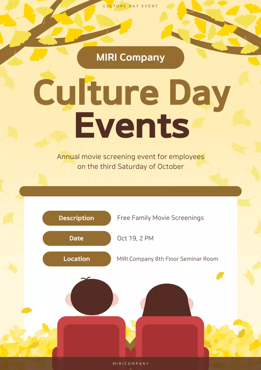 Poster mời sự kiện phim hiện đại màu vàng