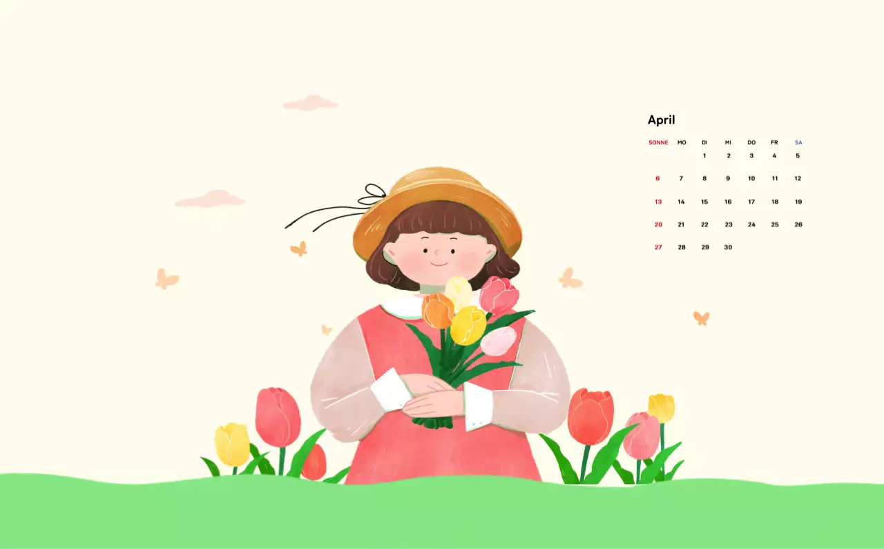 Neujahrskalender mit warmen Illustrationen