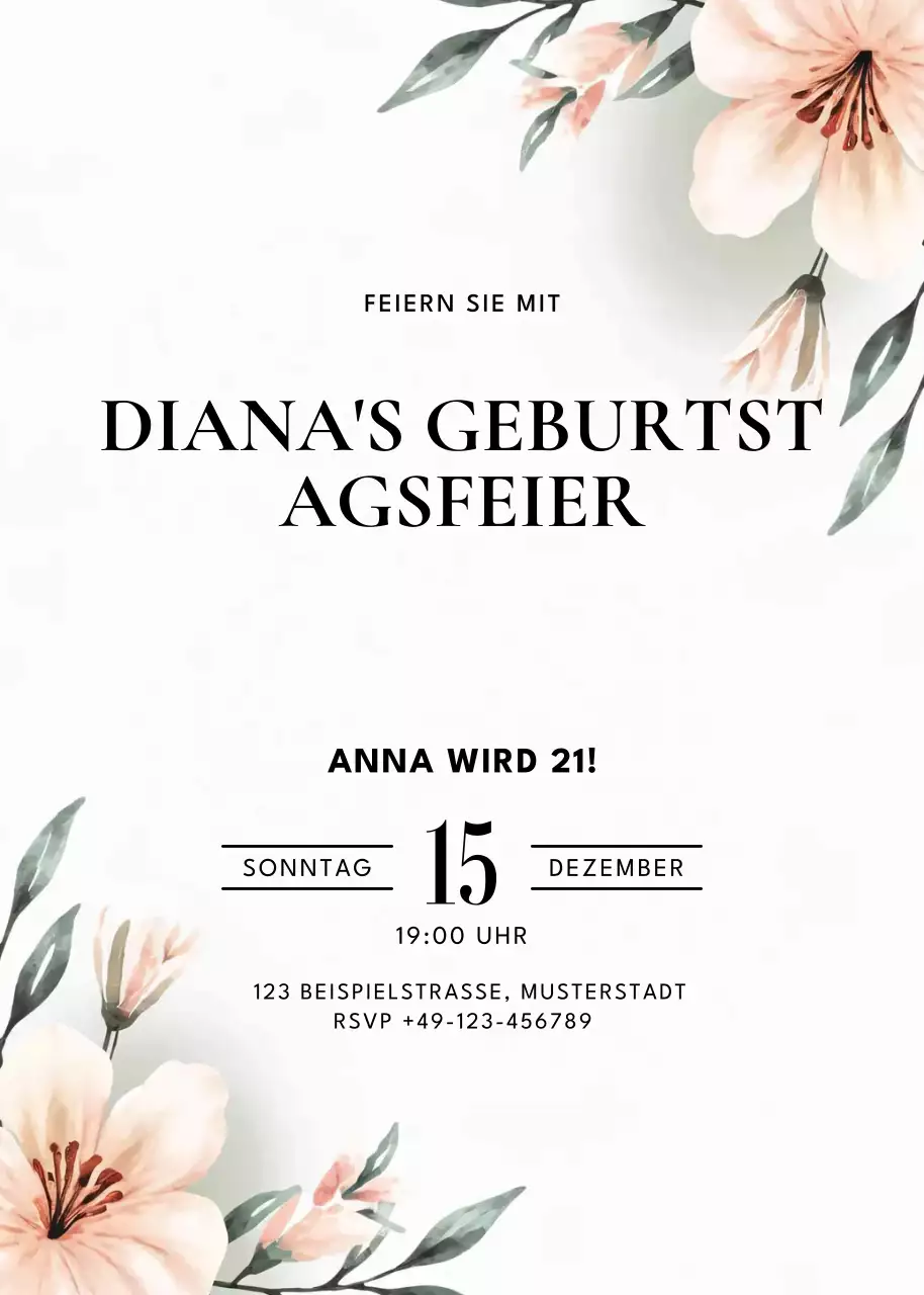 weiße elegante Geburtstagseinladung