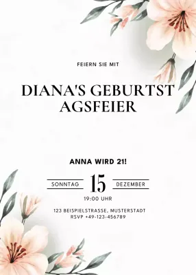 weiße elegante Geburtstagseinladung