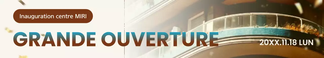 Une simple publicité pour l'ouverture d'un magasin en bleu et marron